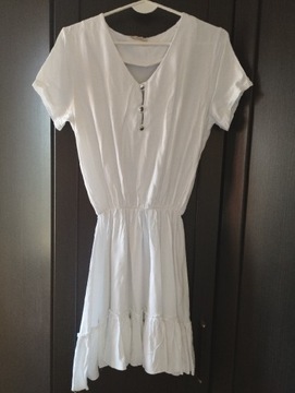 Biała sukienka MEGi S-M jak nowa na lato 