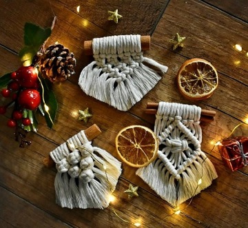 Ozdoby świąteczne makrama handmade 