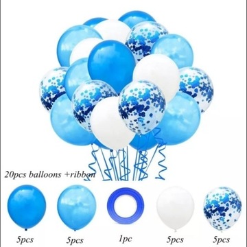 Zestaw balonów 20 szt - niebieskie