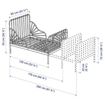 Łóżko rosnące Ikea Minnen białe 80x200cm