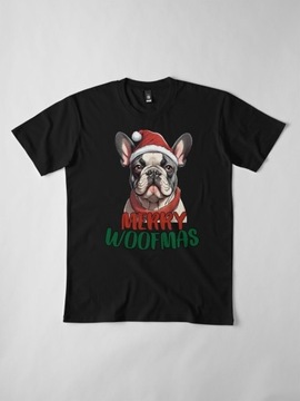 Świąteczny t-shirt z psem rasy BULDOG FRANCUSKI