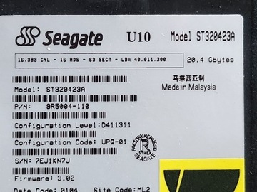 Dysk twardy SEAGATE ST320423A U10 20.4GB ATA IDE