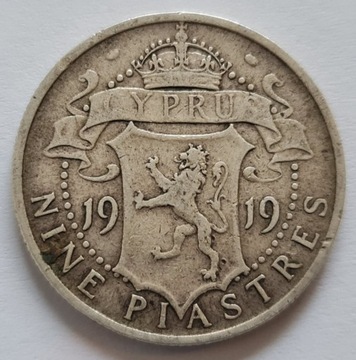 Cypr 9 piastrów 1919 srebro #3