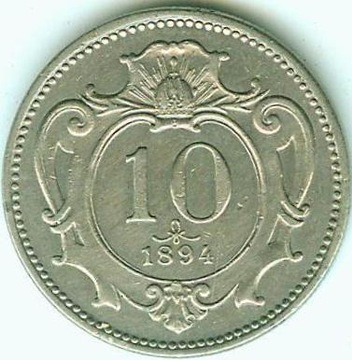 AUSTRIA 10 HELLER 1894 Ni - mennicza