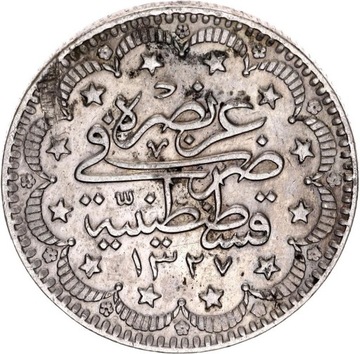 Ottoman Empire 5 Kurush 1910 AH 1327 // 3 