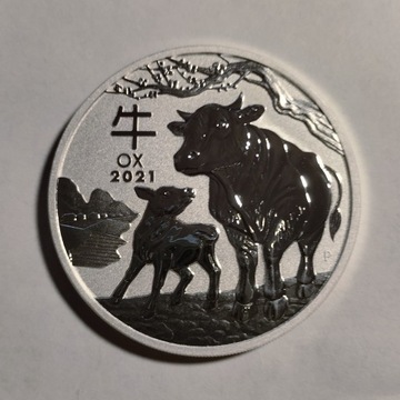 Moneta Lunar III Rok Bawołu 2021 2 oz srebro