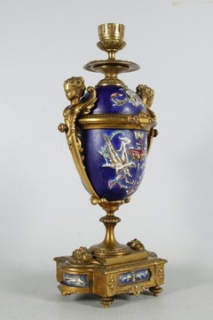 Świecznik Empire porcelana/mosiądz Francja XIXw
