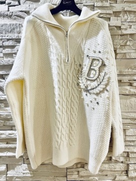 Sweter Ecru Premium B perły gruby Uniwersalny