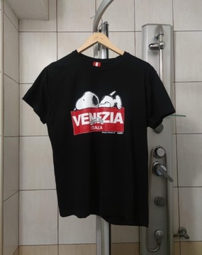 bluzka koszulka t-shirt męska L czarna Snoopy Ve