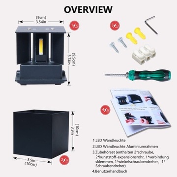 Kinkiet LED 12W kinkiet kryty zewnętrzny wodoodpor