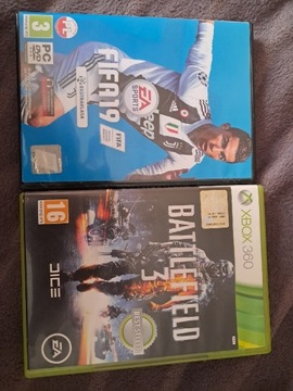 Battlefield 3 oraz FIFA 19 na xbox 360 oraz PC