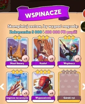 Wspinacze Coin Master 5 kart Natychmiastowa wysyłk