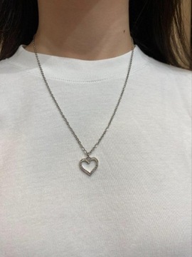 Srebrny naszyjnik w kształcie serca 45+5 cm