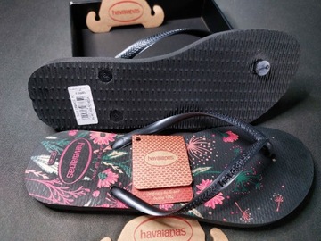 Havaianas klapki japonki, czarny/różowy, r. 39