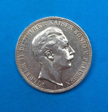 Niemcy, Prusy 3 marki 1912, Wilhelm II, Ag 0,900