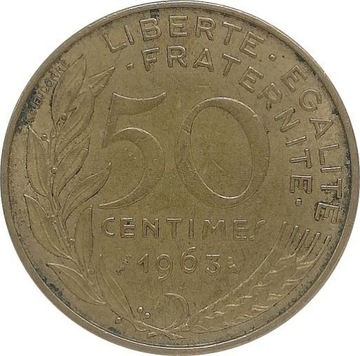 Francja 50 centimes 1963, KM#939.2