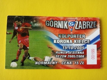 Bilet Górnik Zabrze Kolporter Korona Kielce 2005