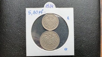 Zestaw 5-10 Pfennig Cesarstwo Niemcy 1914 A,G.