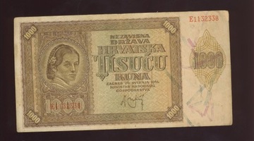 1000  kuna 1941 r  Chorwacja