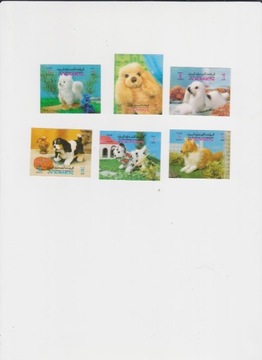 znaczki trójwymiarowe,psy, czysta seria