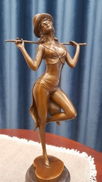Kobieta tancerka rewiowa rzeźba z brązu 36cm 