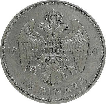 Jugosławia 10 dinara 1931, Ag KM#10