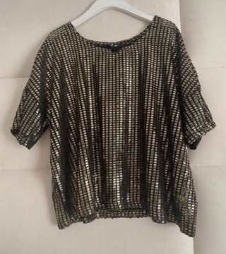 Bluzka H&M S/M/L oversize złota zara 