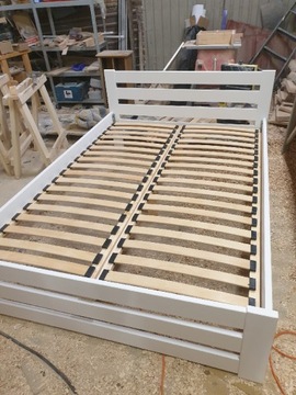 Łóżko bukowe 160x200 białe mat lite drewno