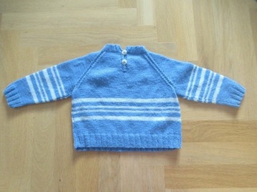 Sweter handmade włóczka niebieski 80