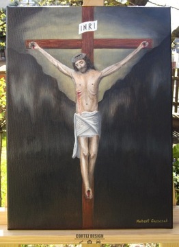 Obraz olejny Jezus Chrystus ukrzyżowany 30x40cm 