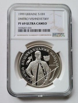 10 uah. 1999 r. Wiszniewieckiy NGC PF 69 