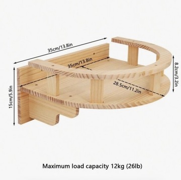 Półka dla kota zawieszana drewno legowisko 