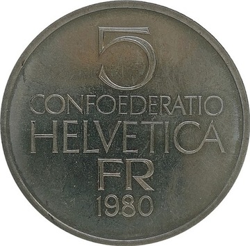 Szwajcaria 5 francs 1980, KM#59