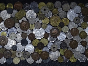 Zestaw starych monet widoczny na zdjeciach 150 sztuk mix różności