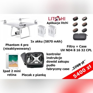 Phantom 4 PRO 2 akumulatory filtry plecak ipad 2 