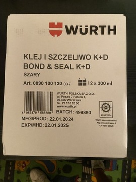 Klej i szczeliwo Wurth K+D -kolor szary- 12x300ml