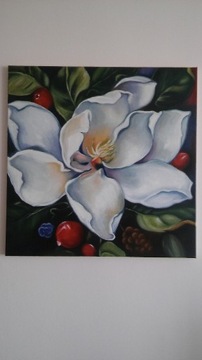 Obraz olejny na płótnie - 60x60 [Magnolia]
