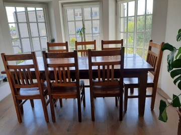 Zestaw kolonialny stół i 8 krzeseł