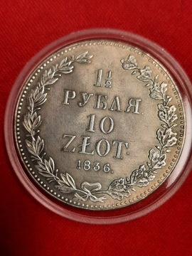 329N' 1 1/2 RUBLA/10 ZŁOTYCH 1836 R MIKOŁAJ I 