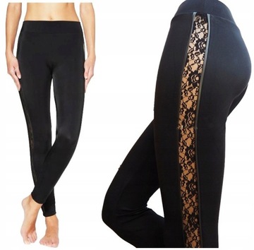 Calzedonia Długie kryjące legginsy z koronką r.S