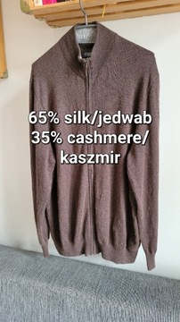 Bluza na zamek jedwab + kaszmir Galeria XL