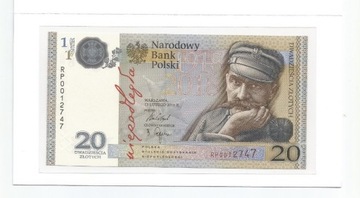 Banknot, 20 złotych 2018, Józef Piłsudski, UNC