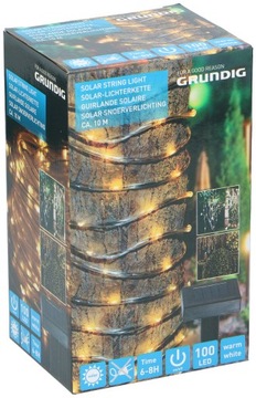 Solarna lampa 100 LED GRUNDIG łańcuch solarny 10m