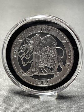 St Helena Una and The Lion 1oz,2021r. Ag