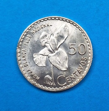 Gwatemala 50 centavo 1963, bdb stan, srebro 0,720