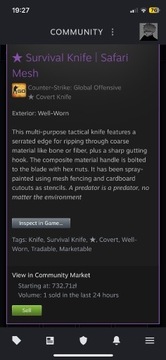 Survival Knife | Safari Mesh WW (CS:GO, KOSA)