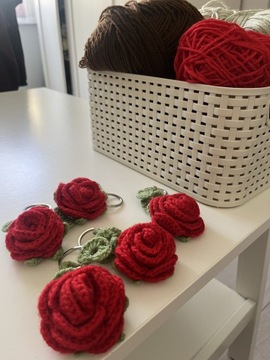 Brelok crochet szydełkowa róża kwiatek