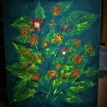 obraz olejny kwiaty na płótnie, 50 x 60 cm