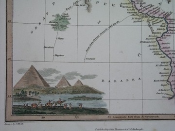 1821 oryginał ŁADNA MAPA EGIPT Afryka PIRAMIDY