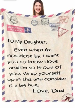 ciepły koc list  dla córki od ojca 